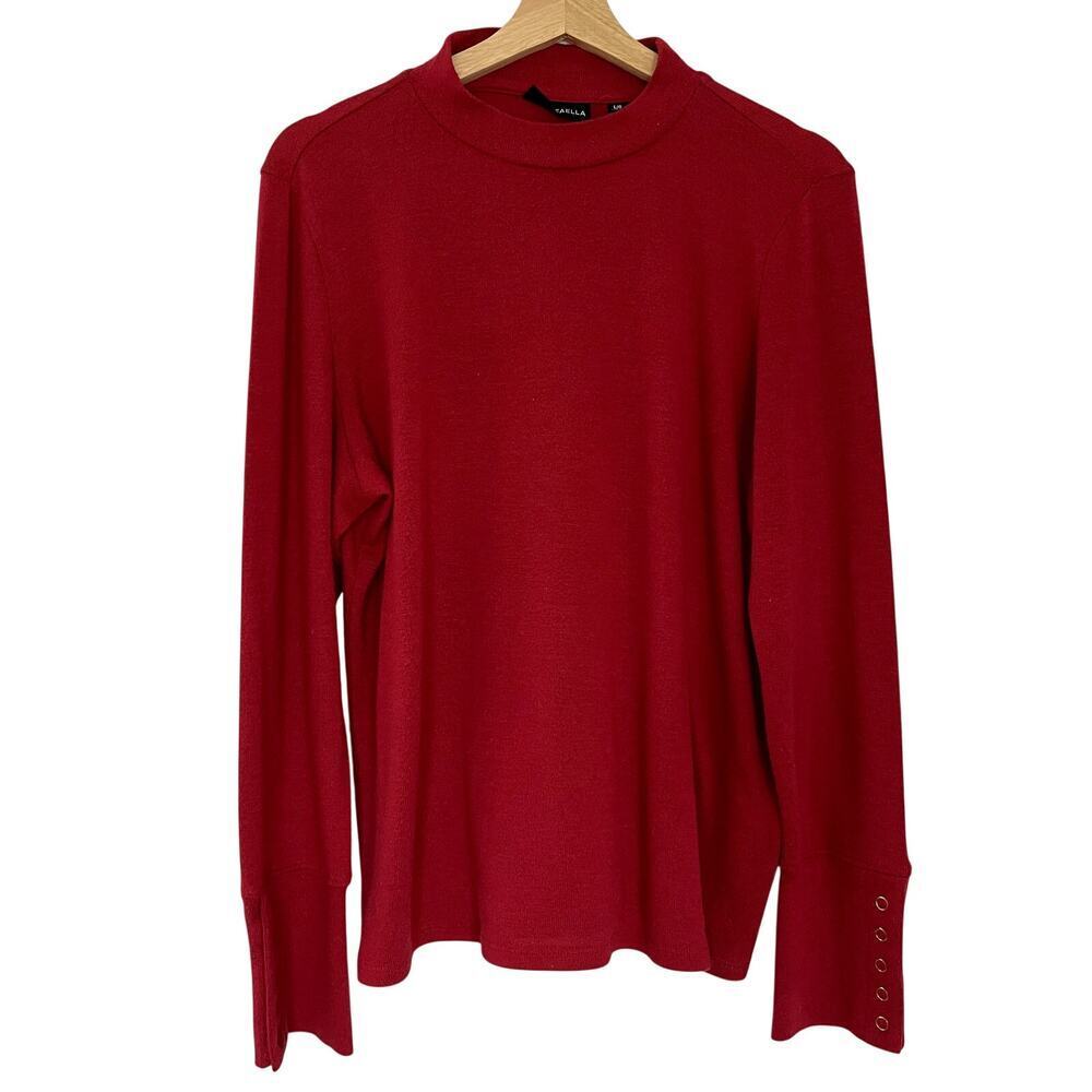 Rafaella high neck red knit sweater bright women's size L long arms casual flaw